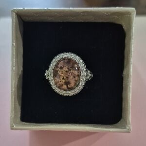 Elegant Silver and Brown Stone Ring